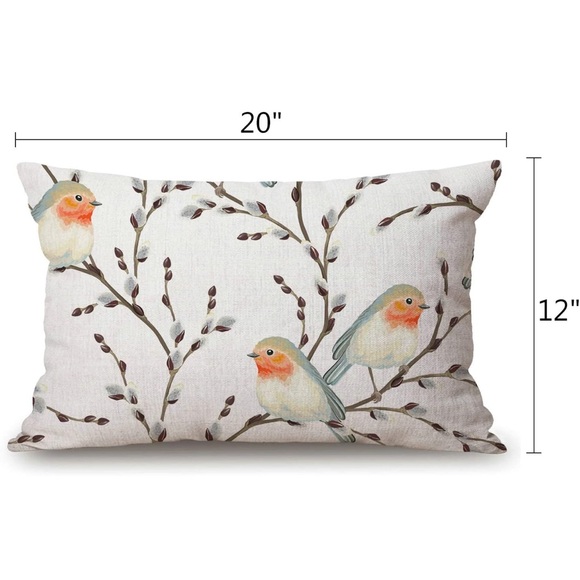 2-PIECE-SET ACCENT PILLOWS BIRDS BRANCHES & BUDS WITH NEW UTOPIA PILLOW-INSERTS - Picture 3 of 14